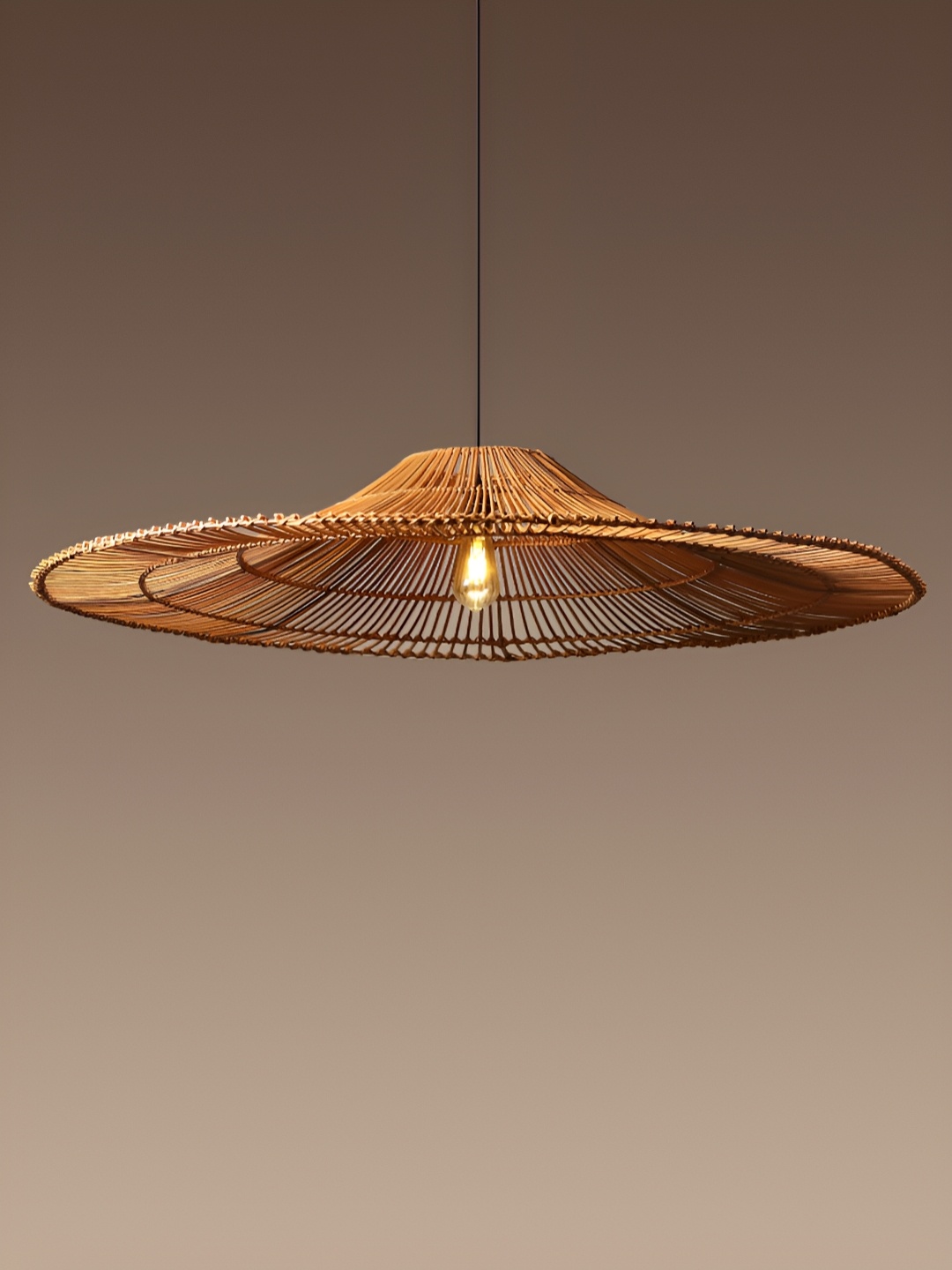 

HABERE INDIA Brown Textured Rattan Contemporary Abstract Shaped Ceiling Lamp