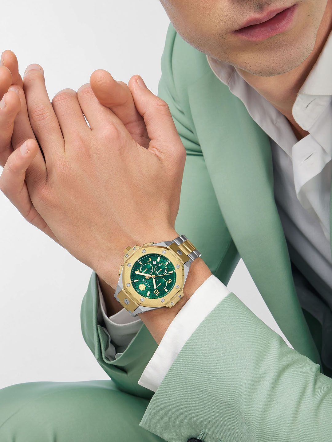 

PHILIPP PLEIN Men Brass Dial & Stainless Steel Straps Analogue Watch PWPRA0324, Green