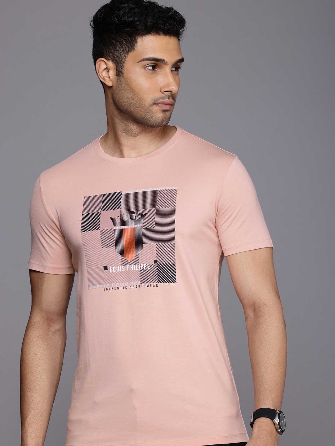 

Louis Philippe Sport Printed Slim Fit T-shirt, Pink