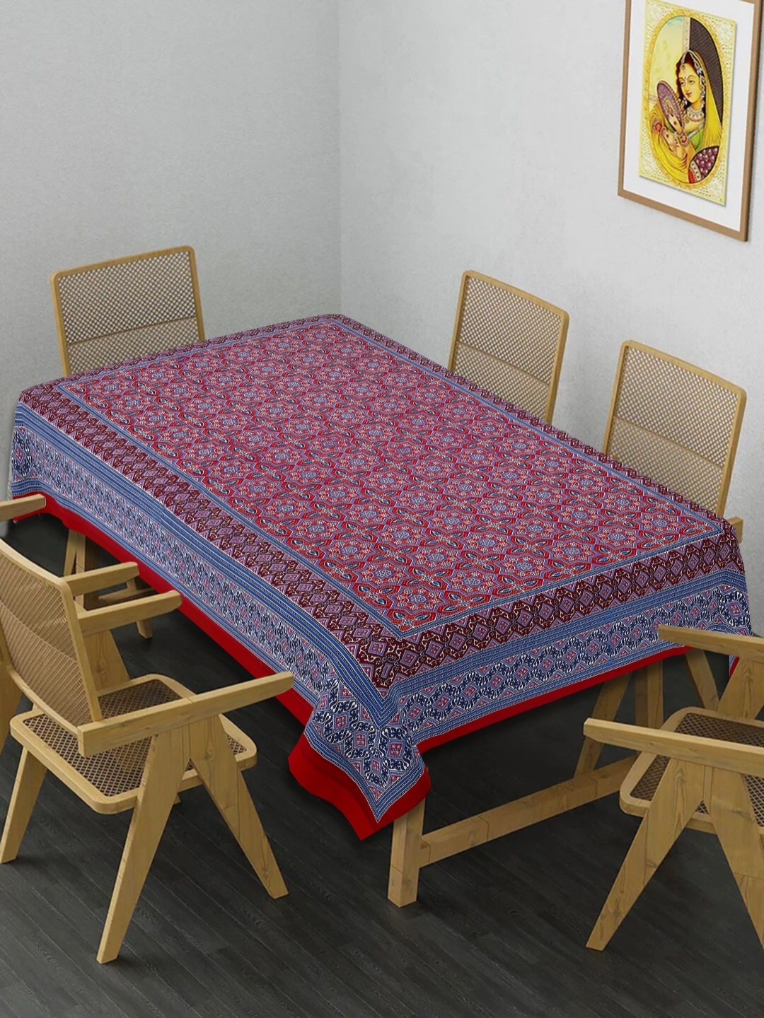 

Texstylers Maroon Floral Anti-Slip Cotton 6-Seater Table Cover