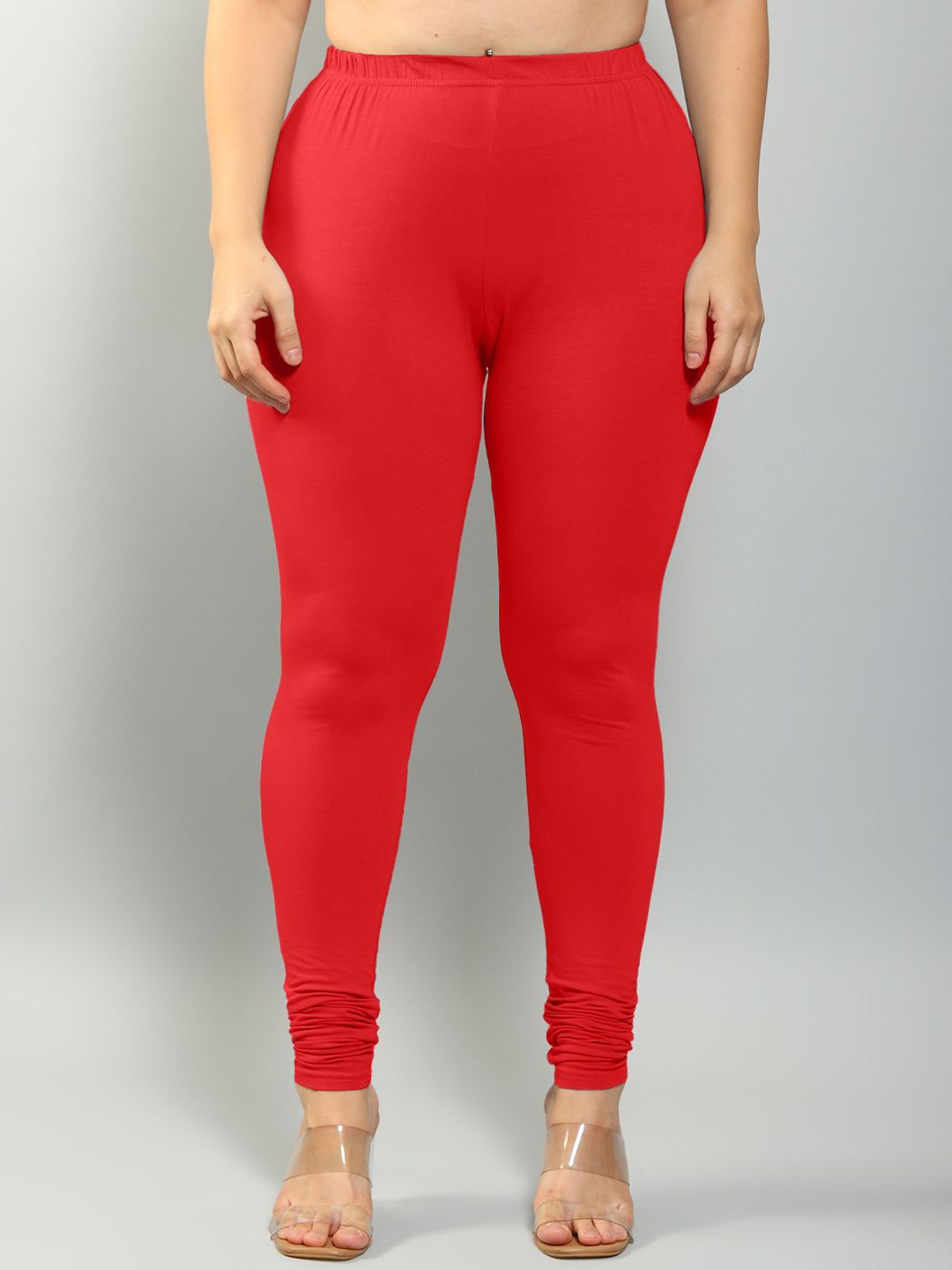 

Plus Size 4-Way Stretchable Churidar Length Leggings, Red