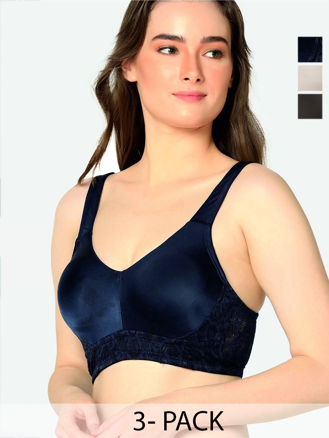 

Curvy Love Women Full Coverage Non Padded Bra, Black
