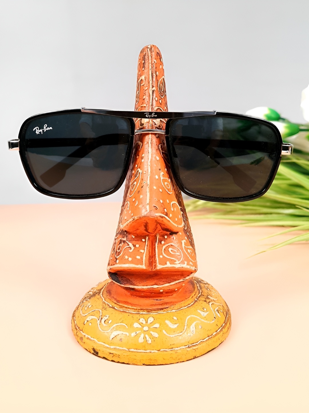 

apka mart Yellow & White Printed Wooden Spectacle Holder