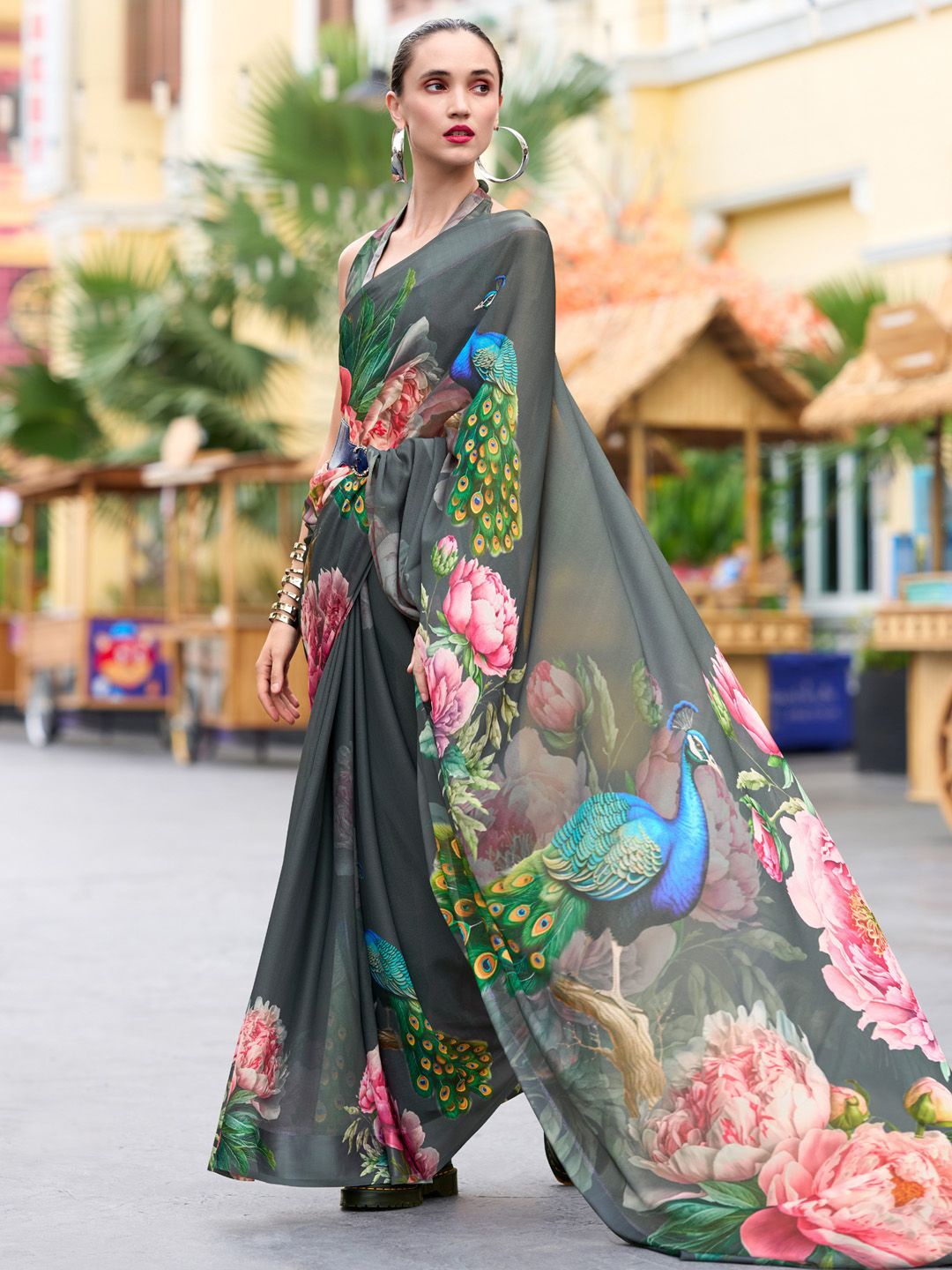

Anouk Floral Printed Saree, Charcoal