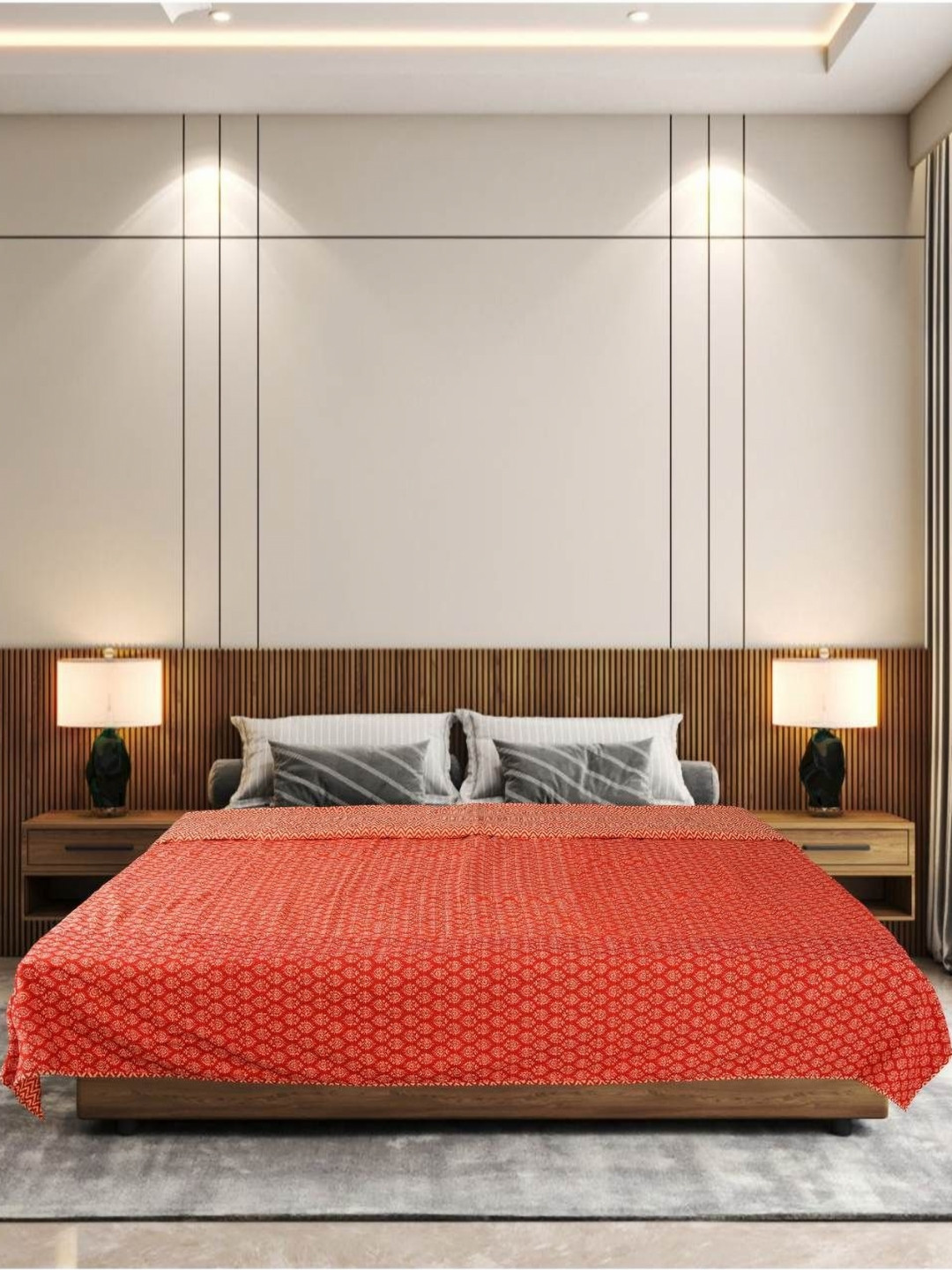 

Block Print Story Red & White Ethnic Motifs AC Room 210 GSM Single Bed Dohar