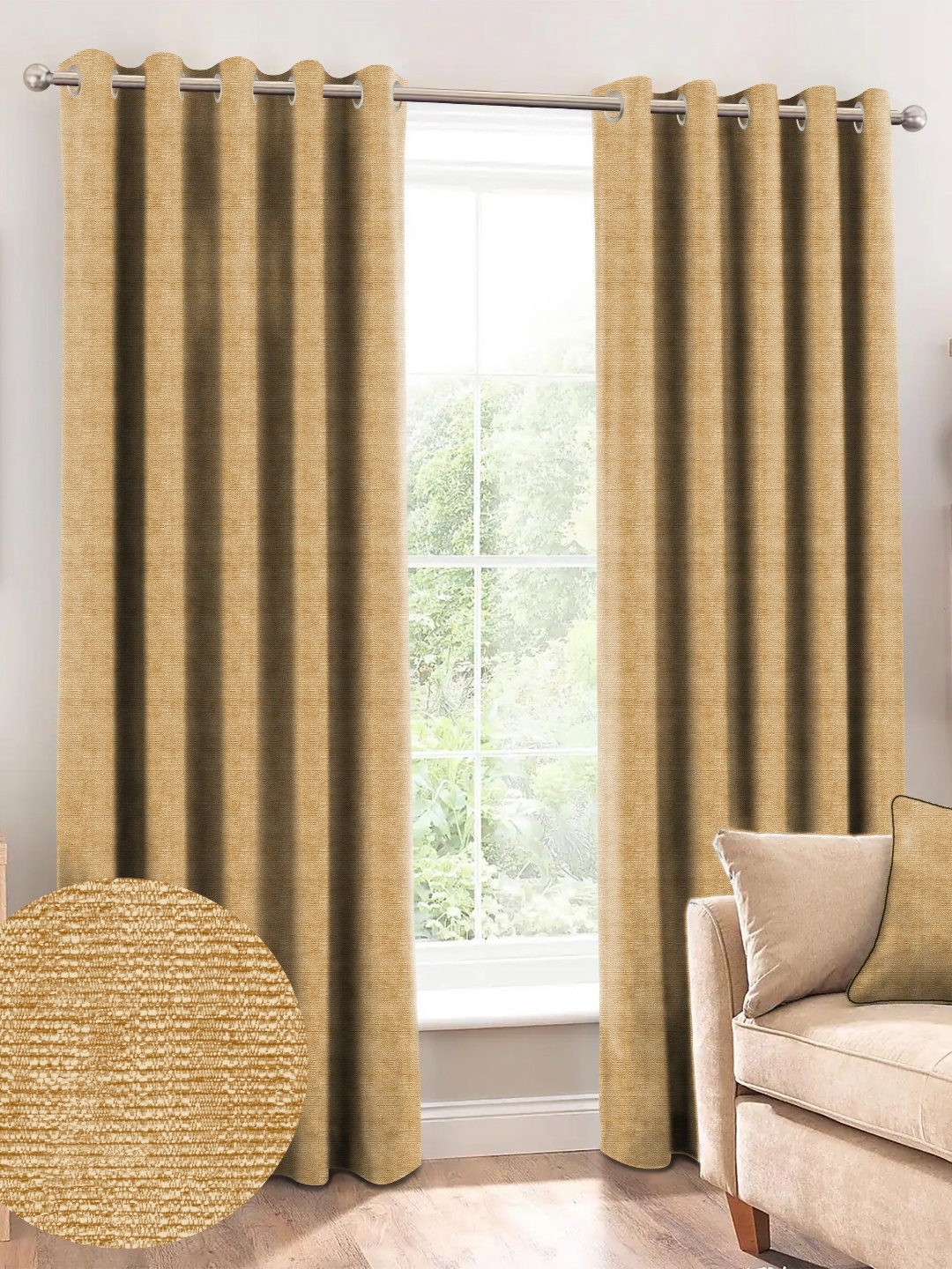 

Nefertiti Home Mustard 2 Pieces Black Out Long Door Curtain