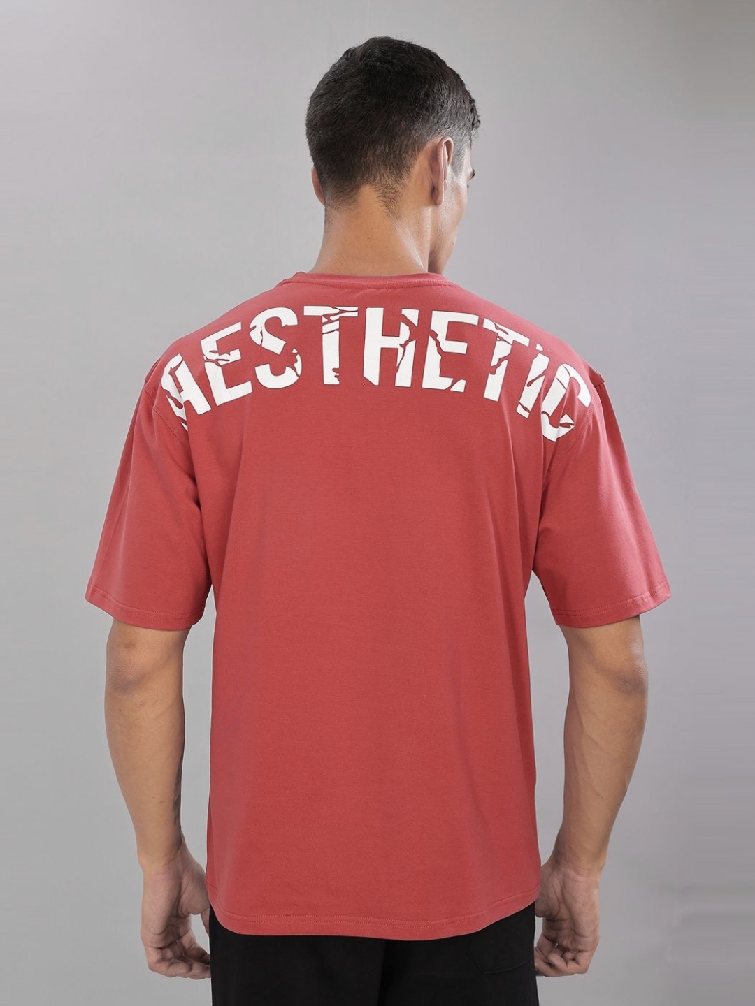 

AESTHETIC NATION Men Typography Printed Round Neck Cotton T-shirt, Maroon