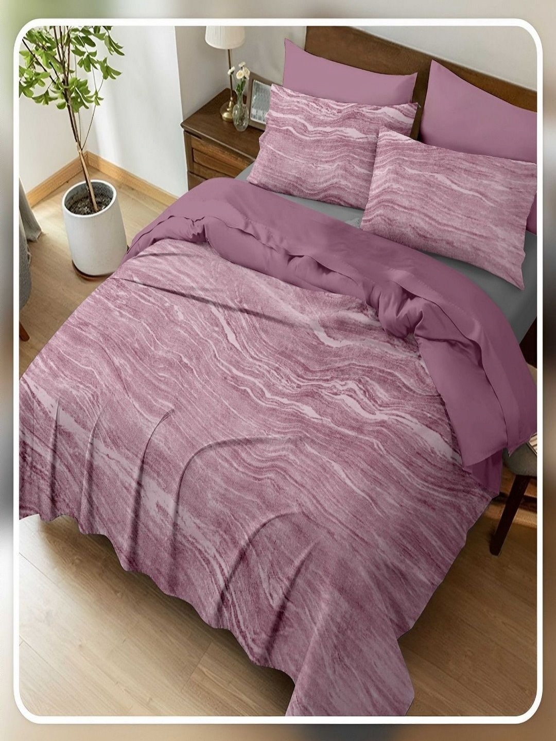 

CHICERY Purple & Off White 400 TC King Bedsheet with 2 Pillow Covers