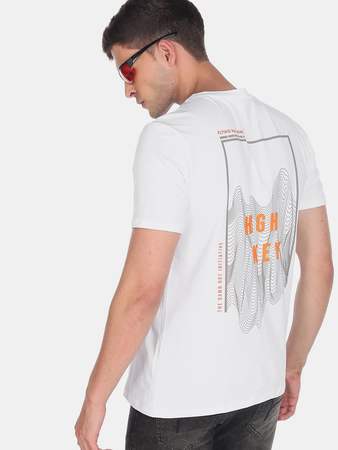 

Flying Machine Graphic Print Cotton T-Shirt, White