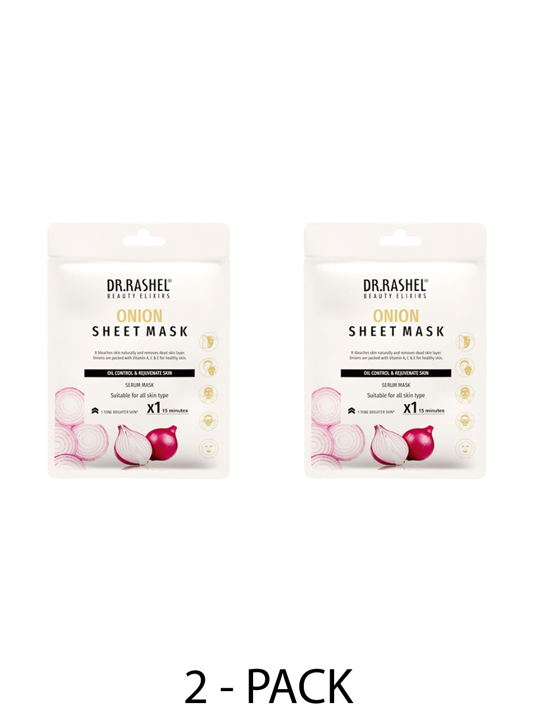 

DR.RASHEL Set Of 2 Onion Sheet Mask With Serum - 20 g Each, Pink