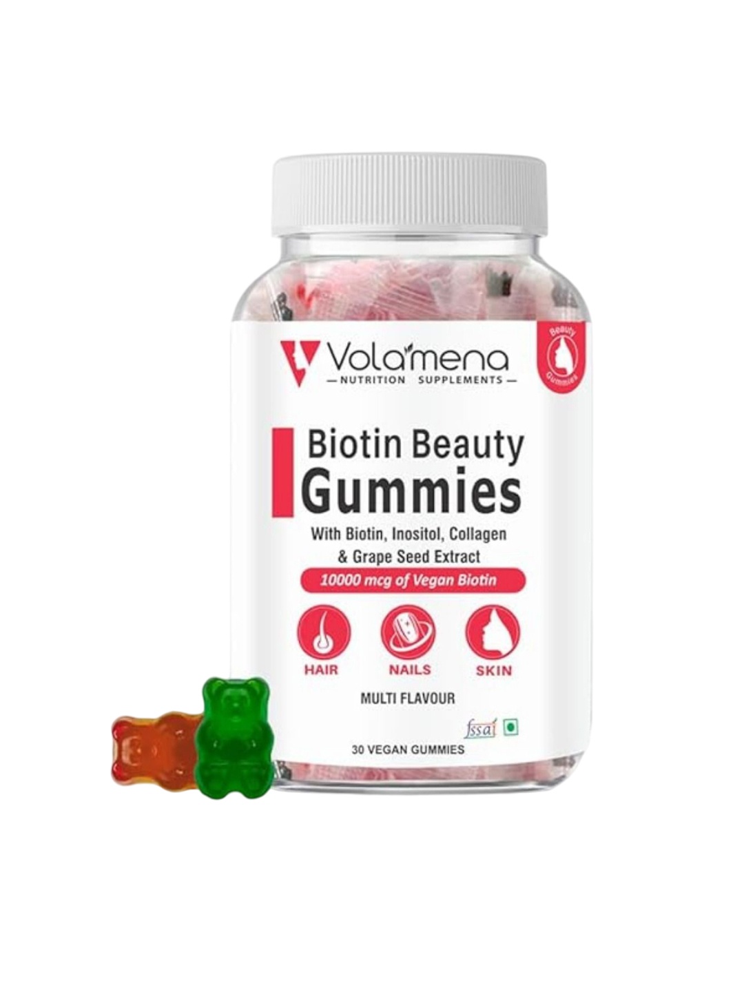 

Volamena Biotin Gummies With 10000mcg Veg. Biotin - 30 N, Red