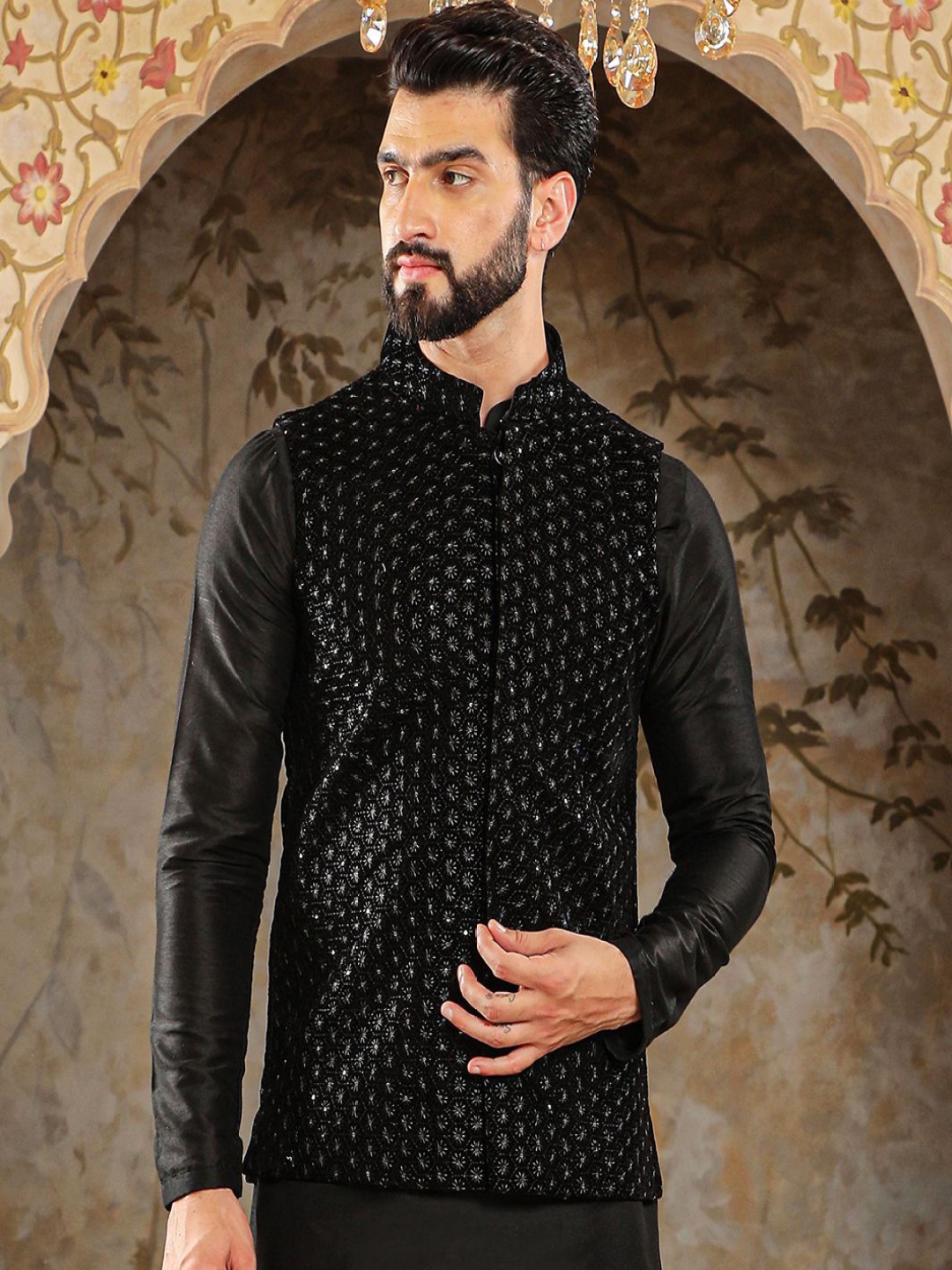 

HOUSE OF DEYANN Embroidered Nehru Jackets, Black