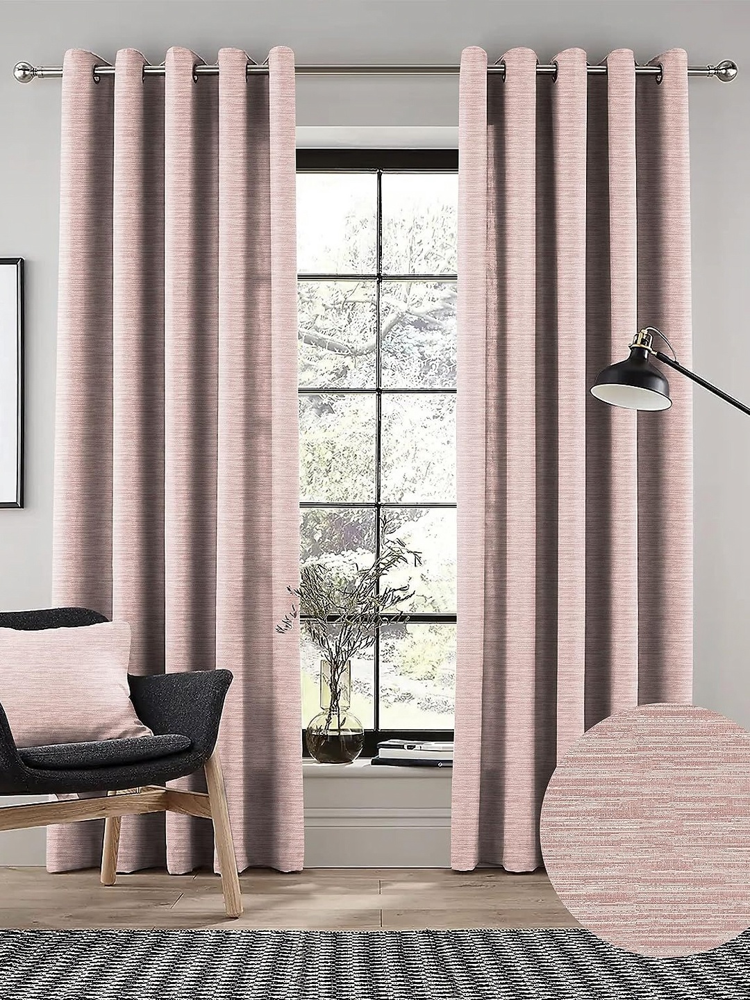 

Nefertiti Home Pink Set of 2 Floral Black Out Door Curtain