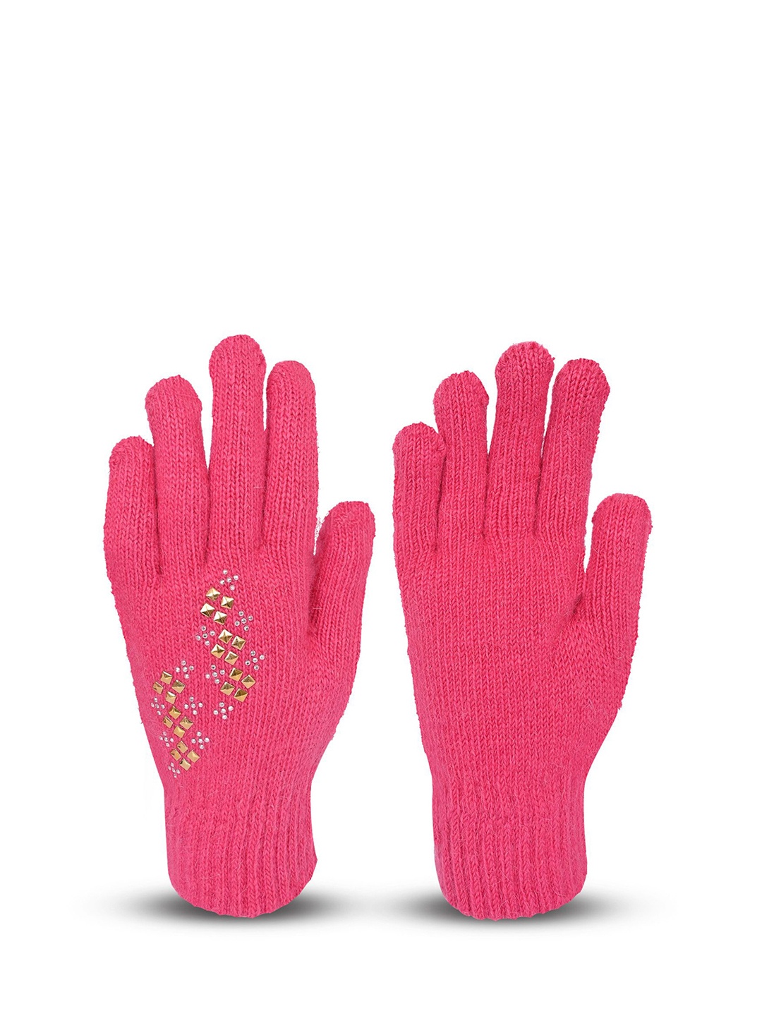 

LOOM LEGACY Women Patterned Acrylic Winter Gloves, Pink