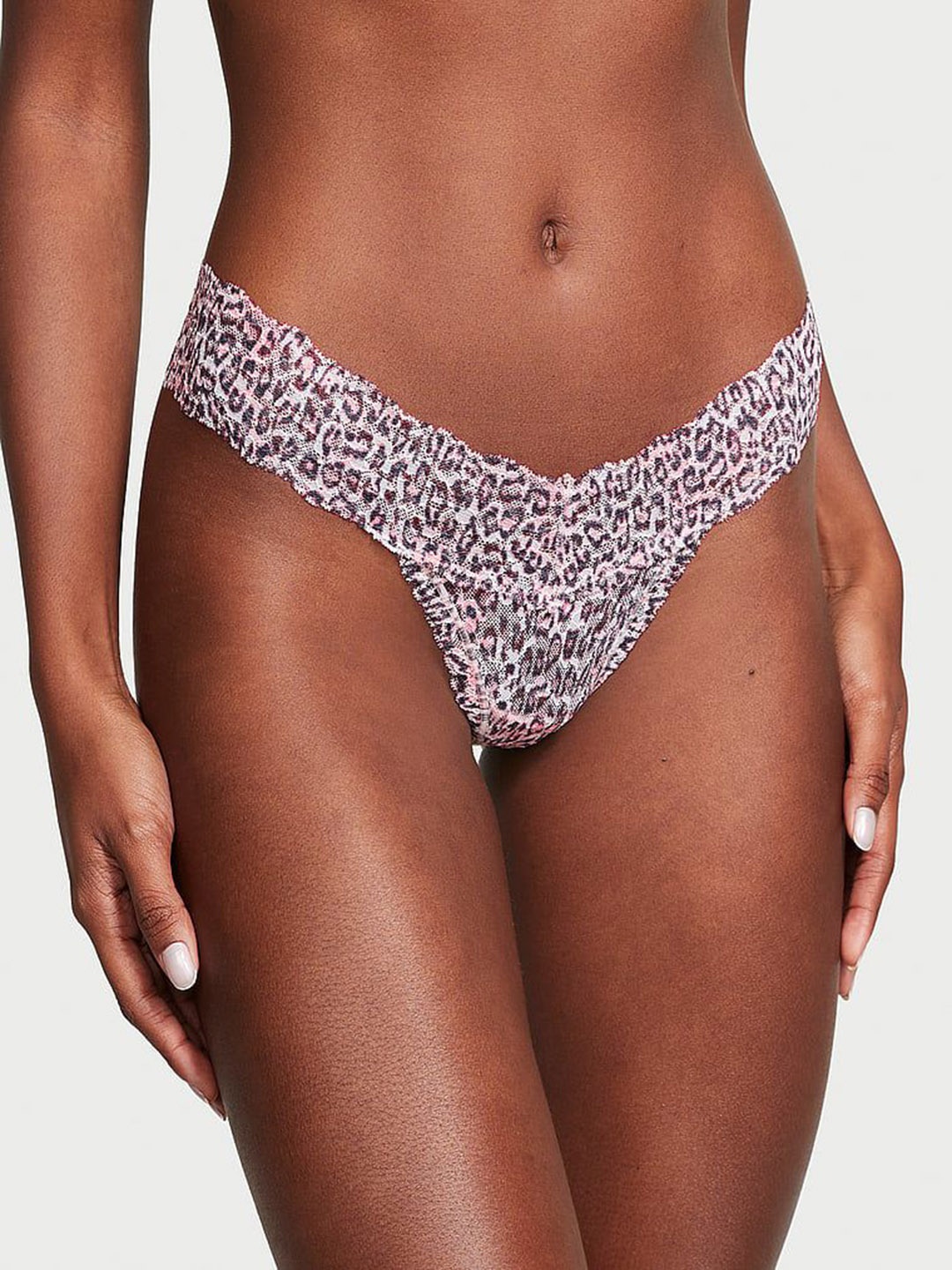 

Victoria's Secret Animal Printed Low-Rise Lace Thongs Briefs- 1124616166CO, Pink