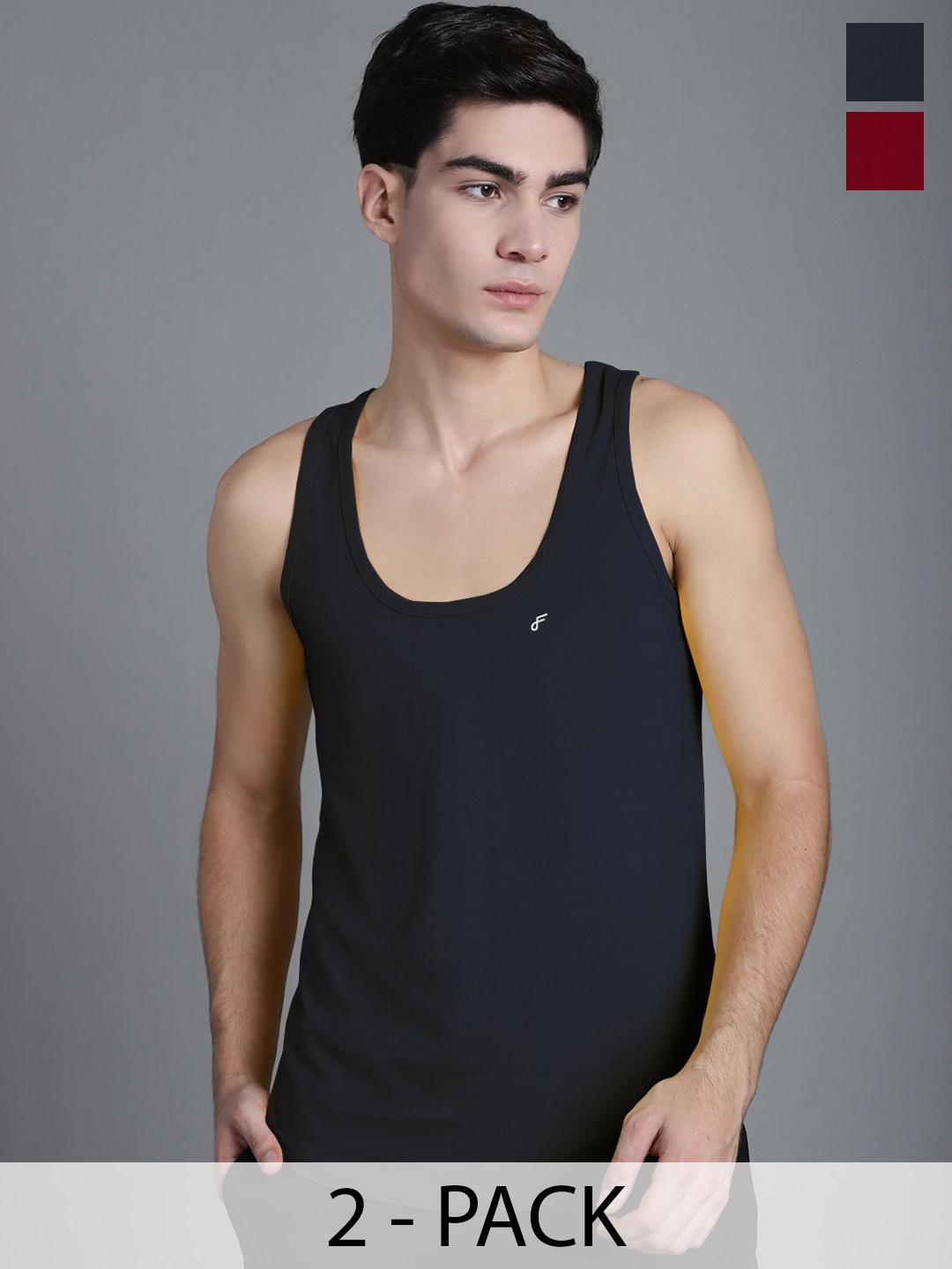 

FBAR Men Pack Of 2 Cotton Anti-Bacterial Gym Innerwear Vests, Maroon