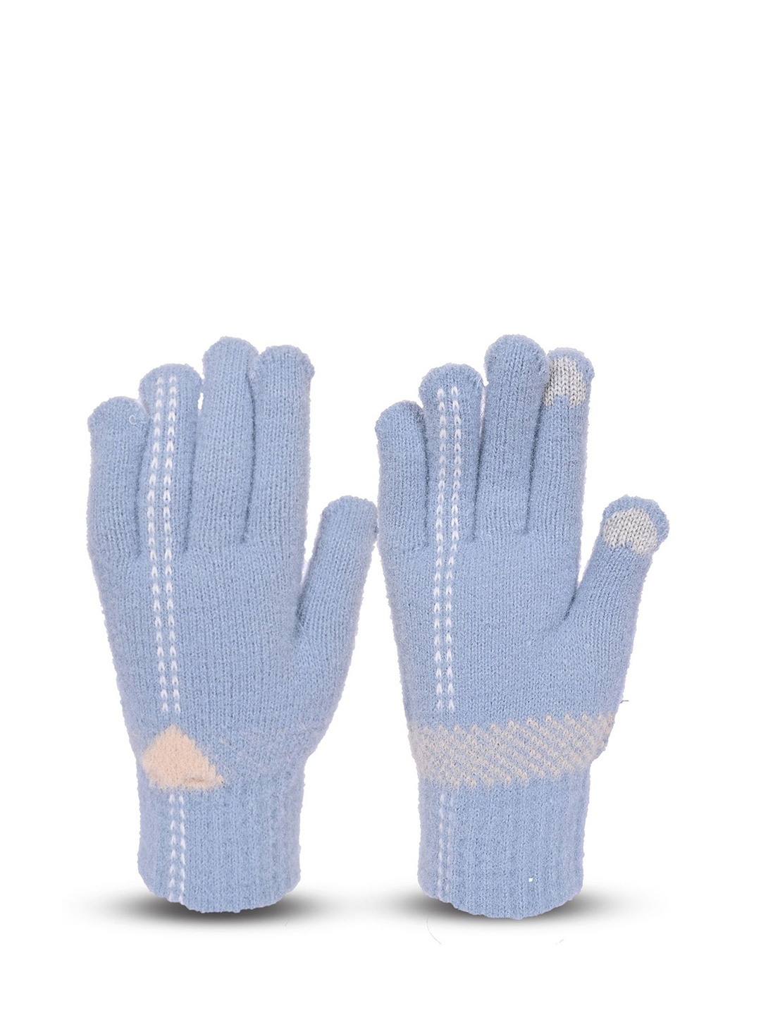 

LOOM LEGACY Women Patterned Touchscreen Woolen Winter Gloves, Blue