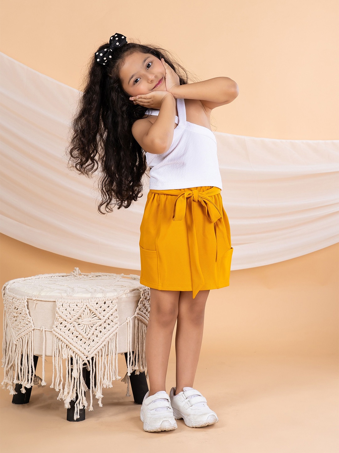 

BEBE UNICORN Girls Halter Neck Sleeveless Top with Skirt, Yellow