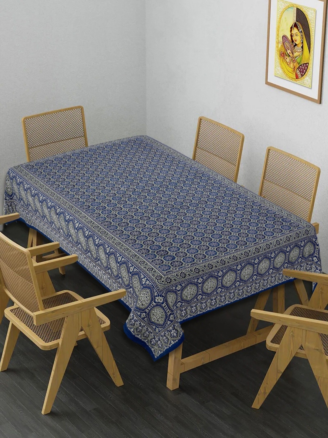 

Texstylers Blue Floral Anti-Slip Cotton 6-Seater Table Cover