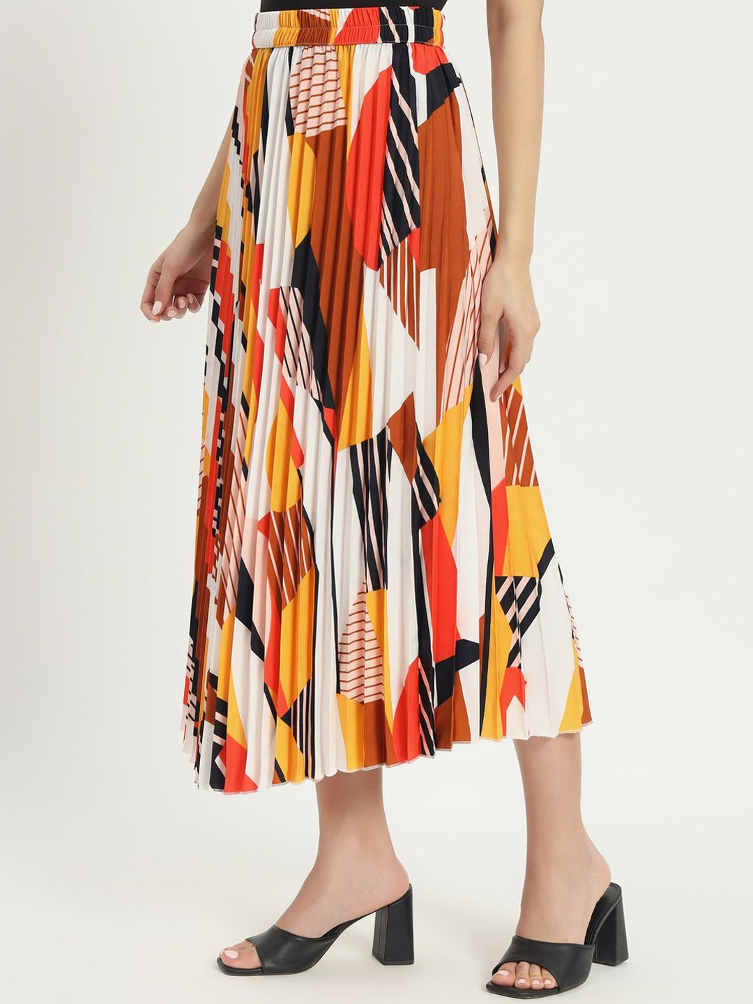 

ZWERLON Printed A-Line Midi Skirt, White