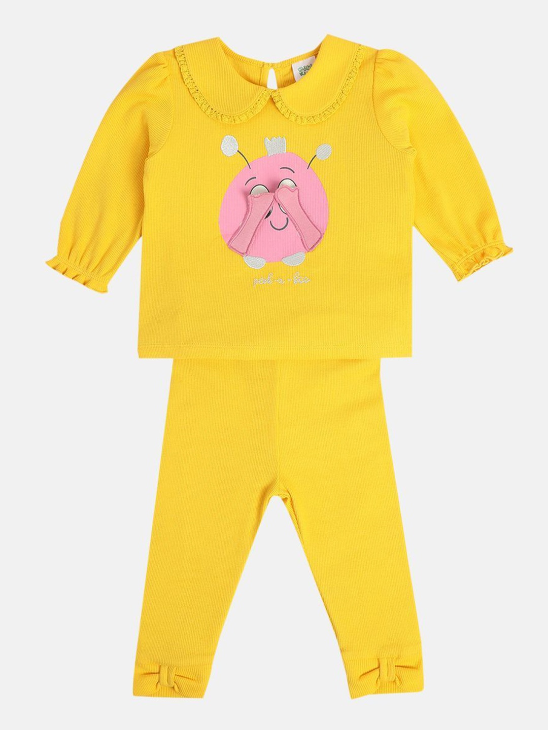 

MINI KLUB Girls Printed Top With Trousers, Yellow