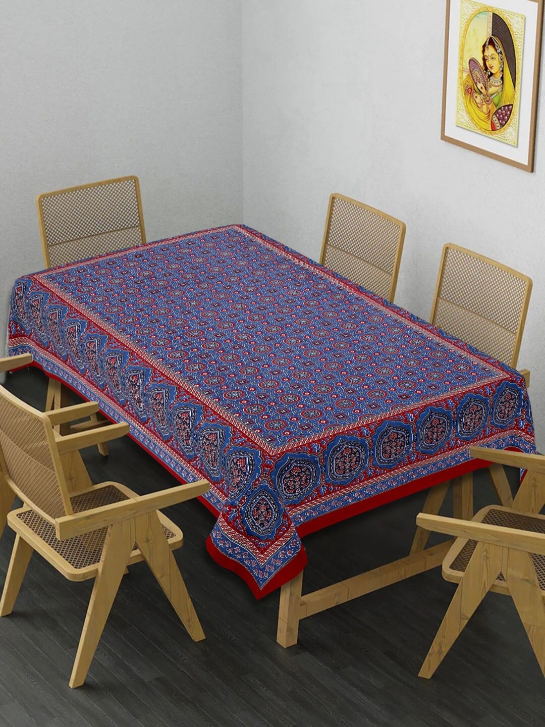 

Texstylers Maroon Floral Anti-Slip Cotton 6-Seater Table Cover