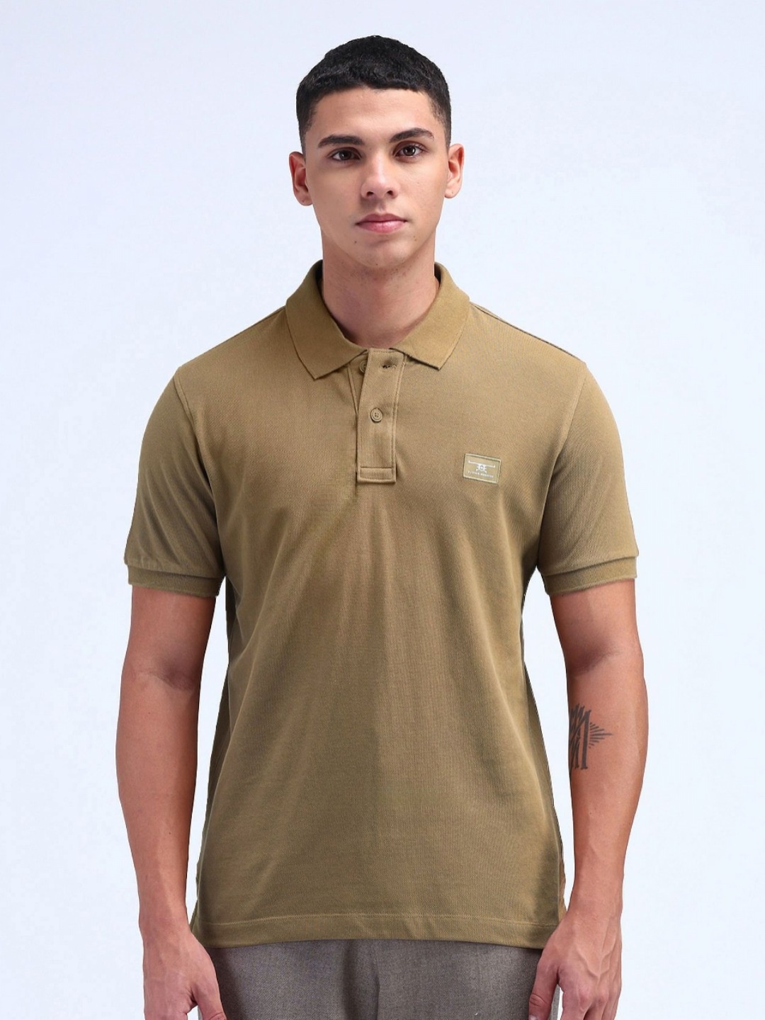 

Flying Machine Men Polo Collar T-shirt, Khaki