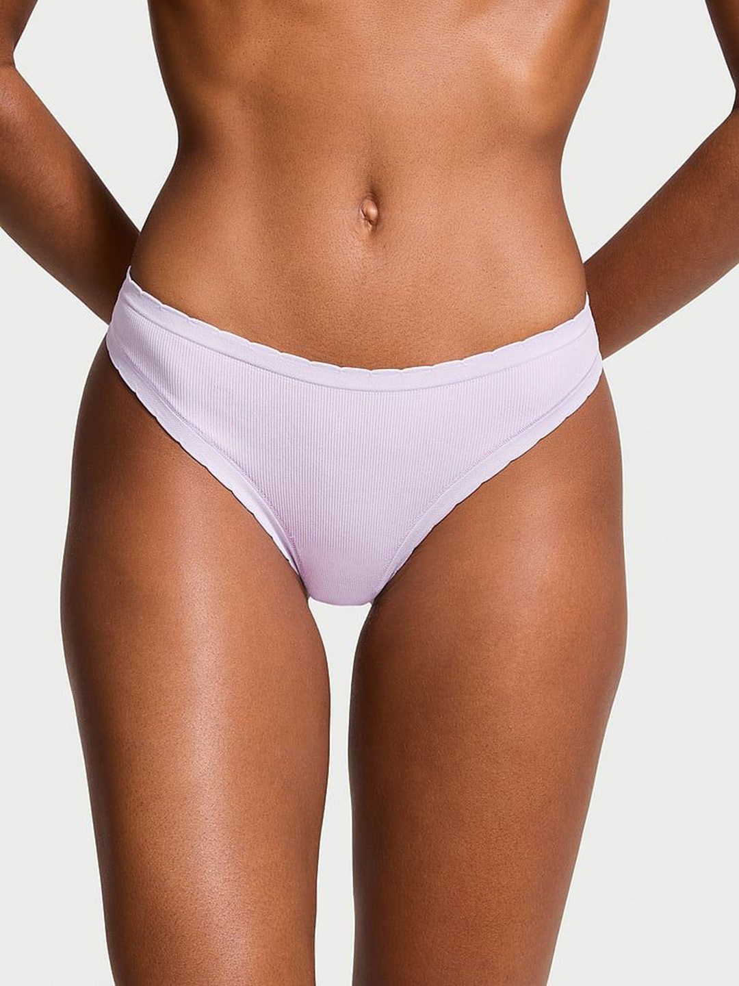 

Victoria's Secret Ribbed Low-Rise Thong Briefs1124933103P0, Lavender