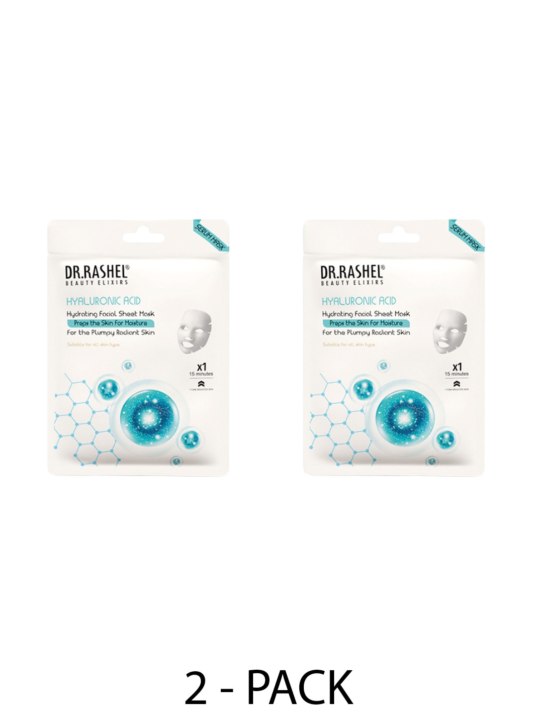 

DR.RASHEL Set Of 2 Hyaluronic Acid Sheet Mask With Serum - 20 g Each, Blue