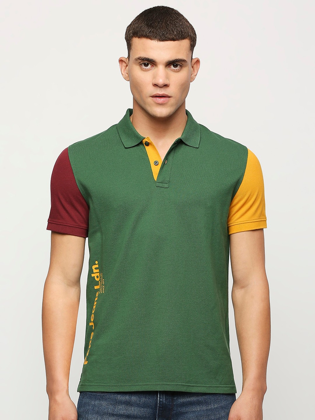 

Pepe Jeans Colourblocked Polo Collar Short Sleeves T-shirt, Green