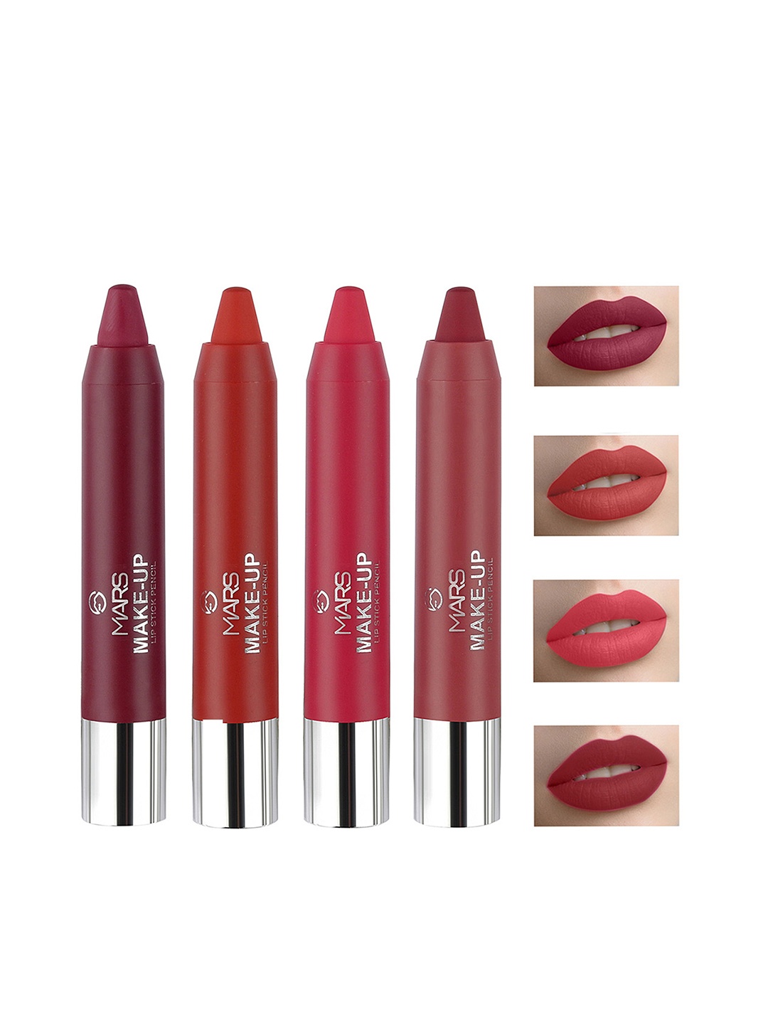 

MARS Make-up Set Of 4 Smooth and Pigmented Pencil Lipstick - 3.6g, Multi