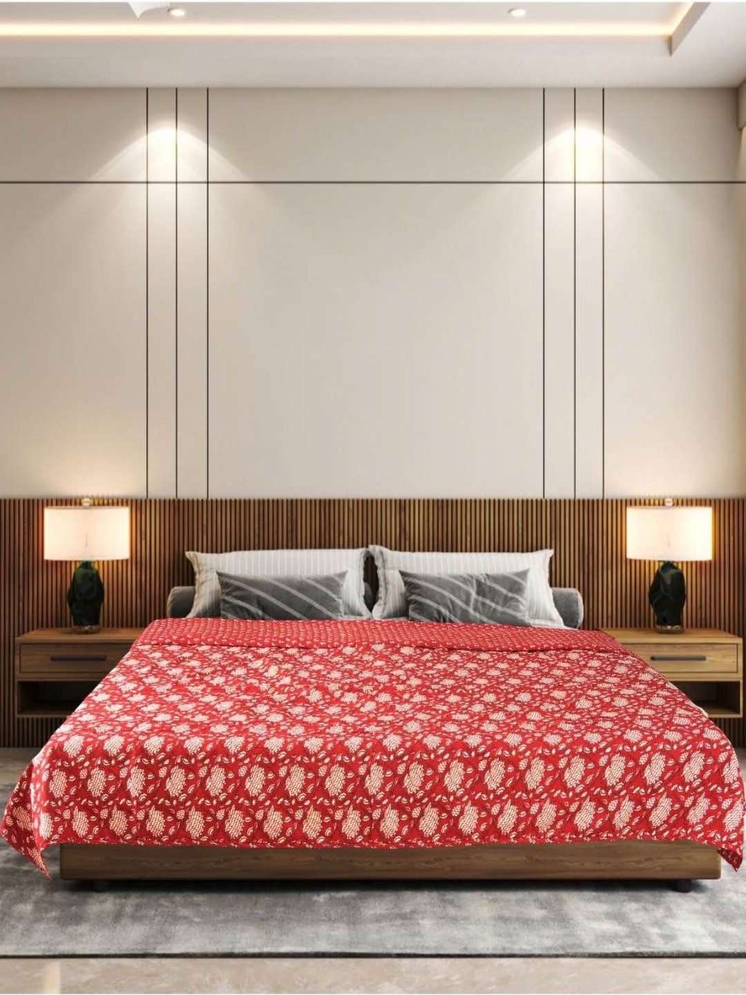

Block Print Story Red & White Ethnic Motifs AC Room 210 GSM Single Bed Dohar