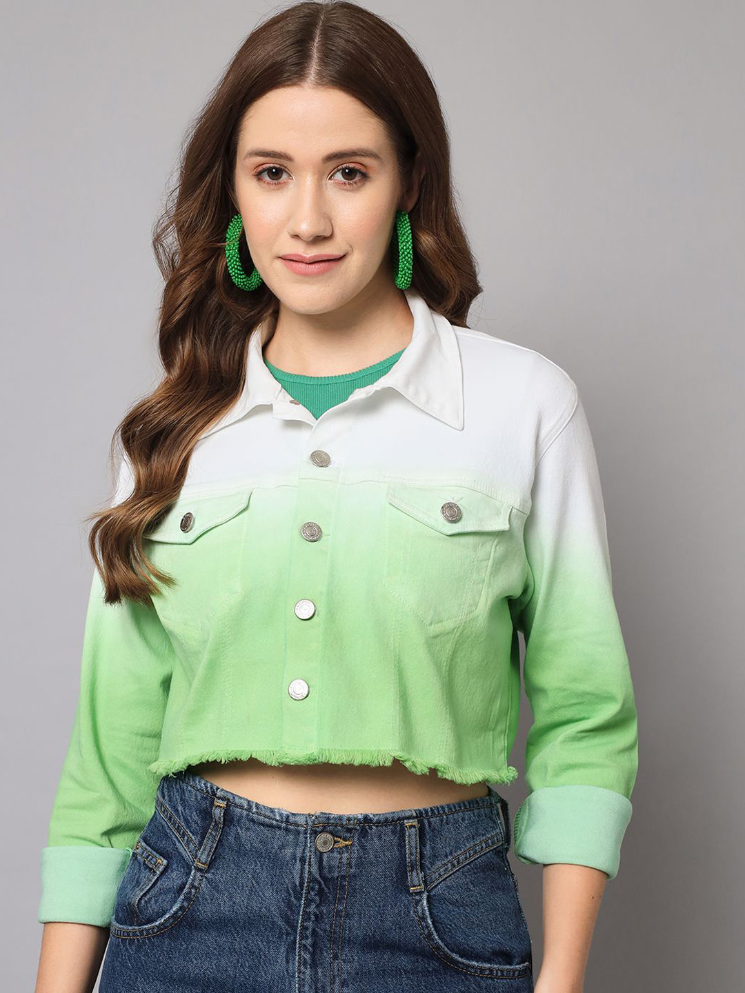 

The Roadster Lifestyle Co Women Color Block Denim Jacket, Green