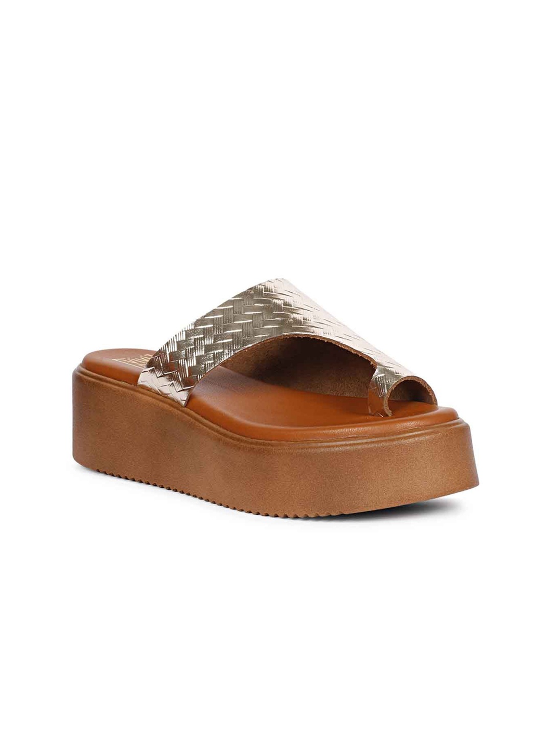 

Viviblu Textured Leather Platform Sandals, Gold