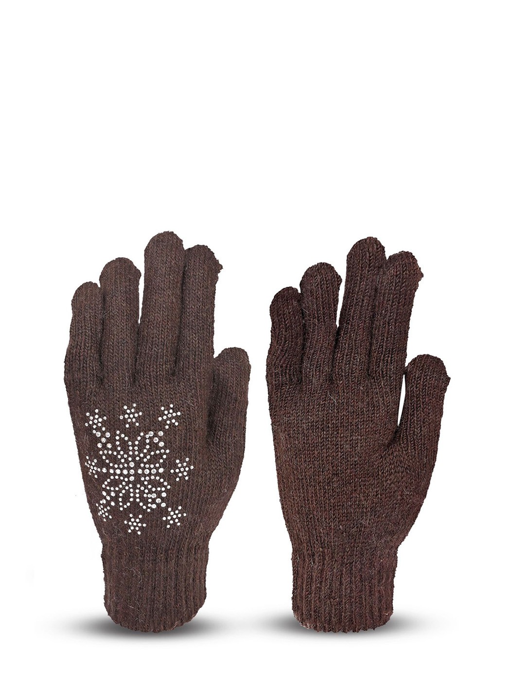 

LOOM LEGACY Women Patterned Acrylic Winter Gloves, Brown