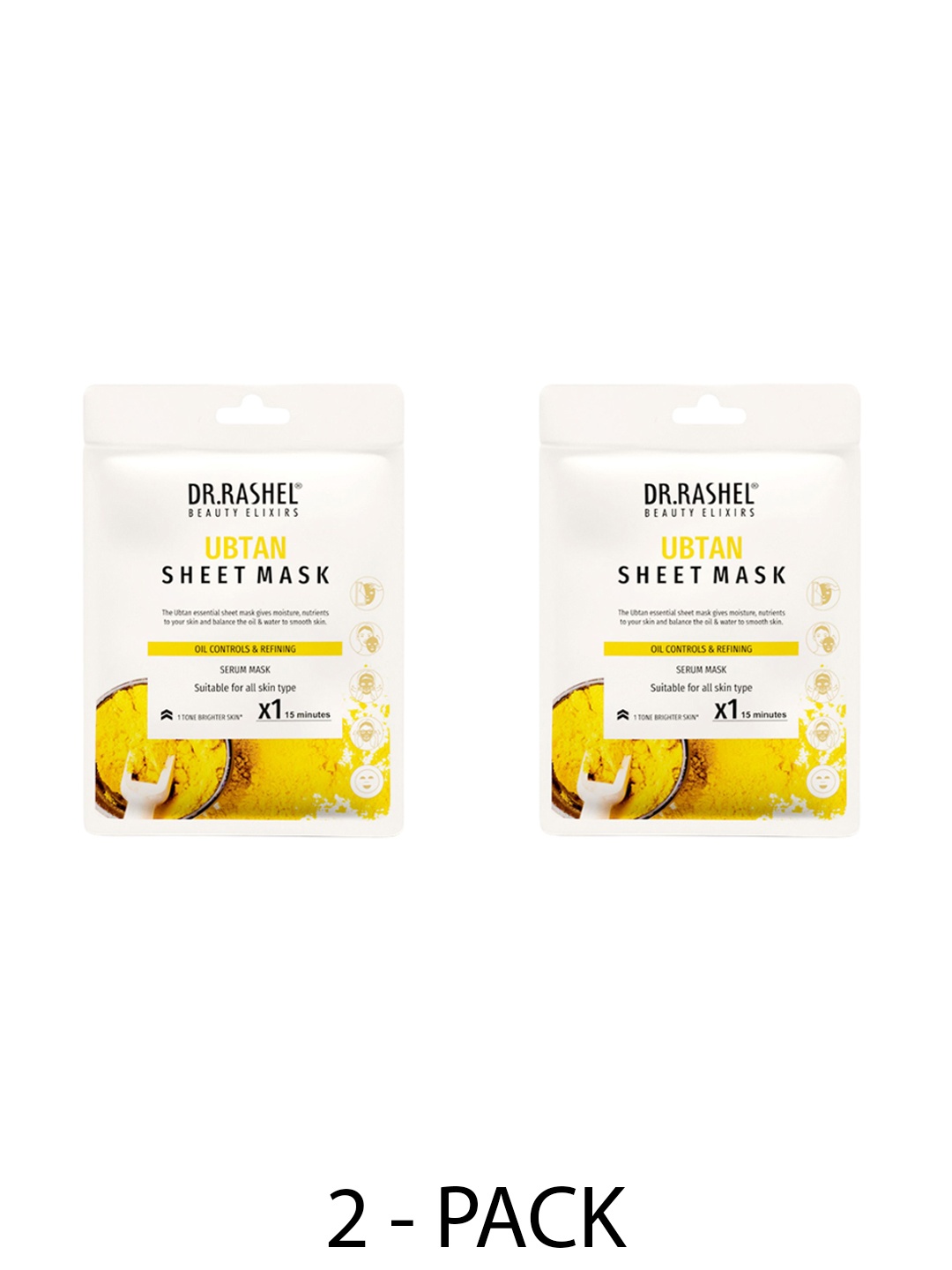 

DR.RASHEL Set Of 2 Ubtan Sheet Mask With Serum - 20g Each, Yellow