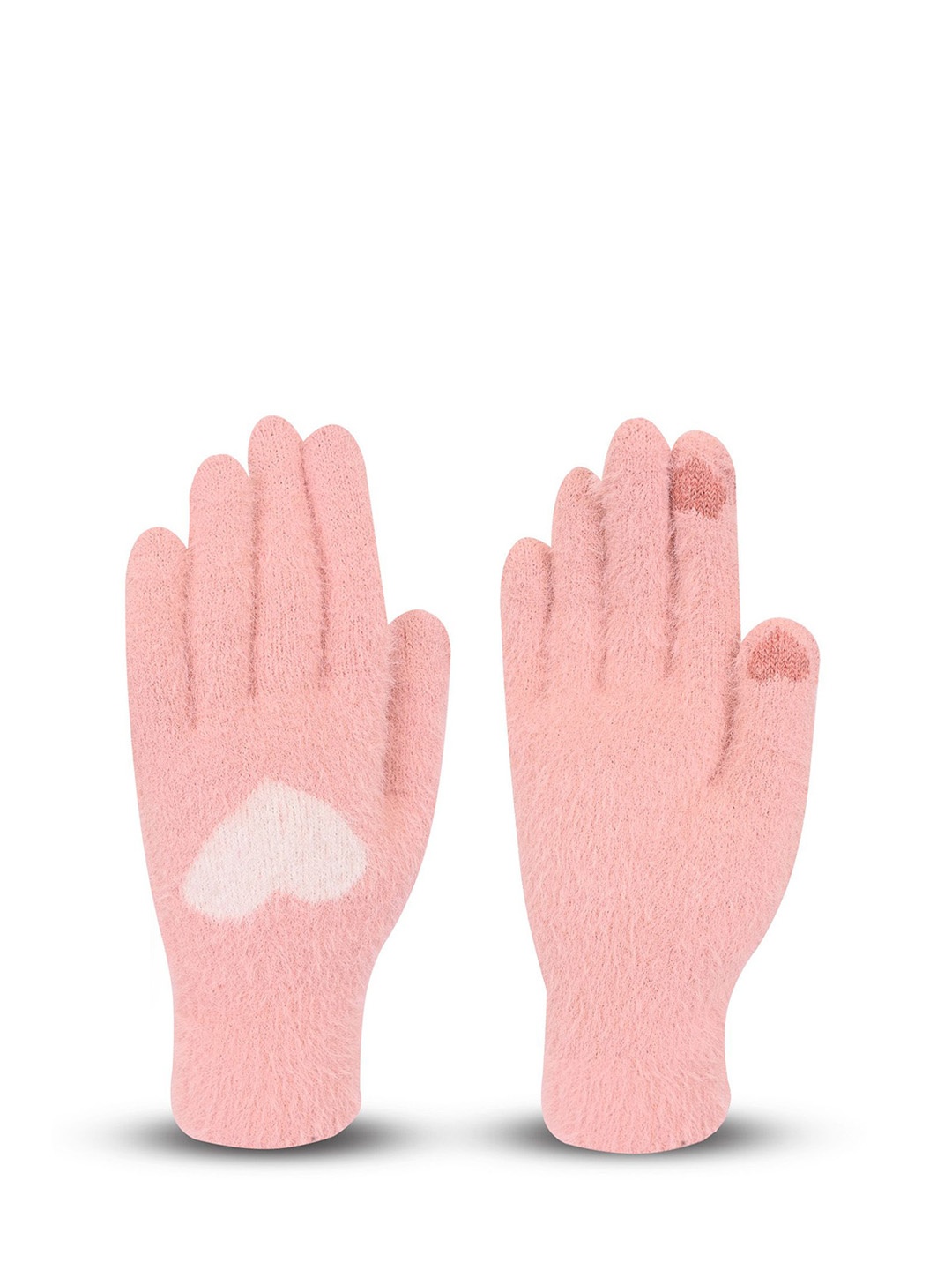 

LOOM LEGACY Women Patterned Touchscreen Woolen Winter Gloves, Pink