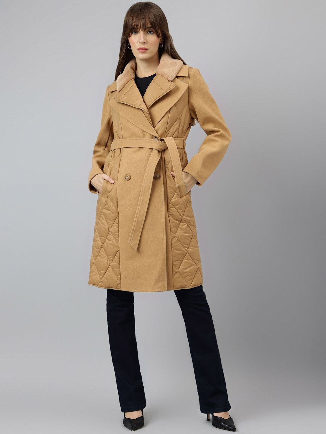 

Latin Quarters Women Single-Breasted Overcoats, Beige