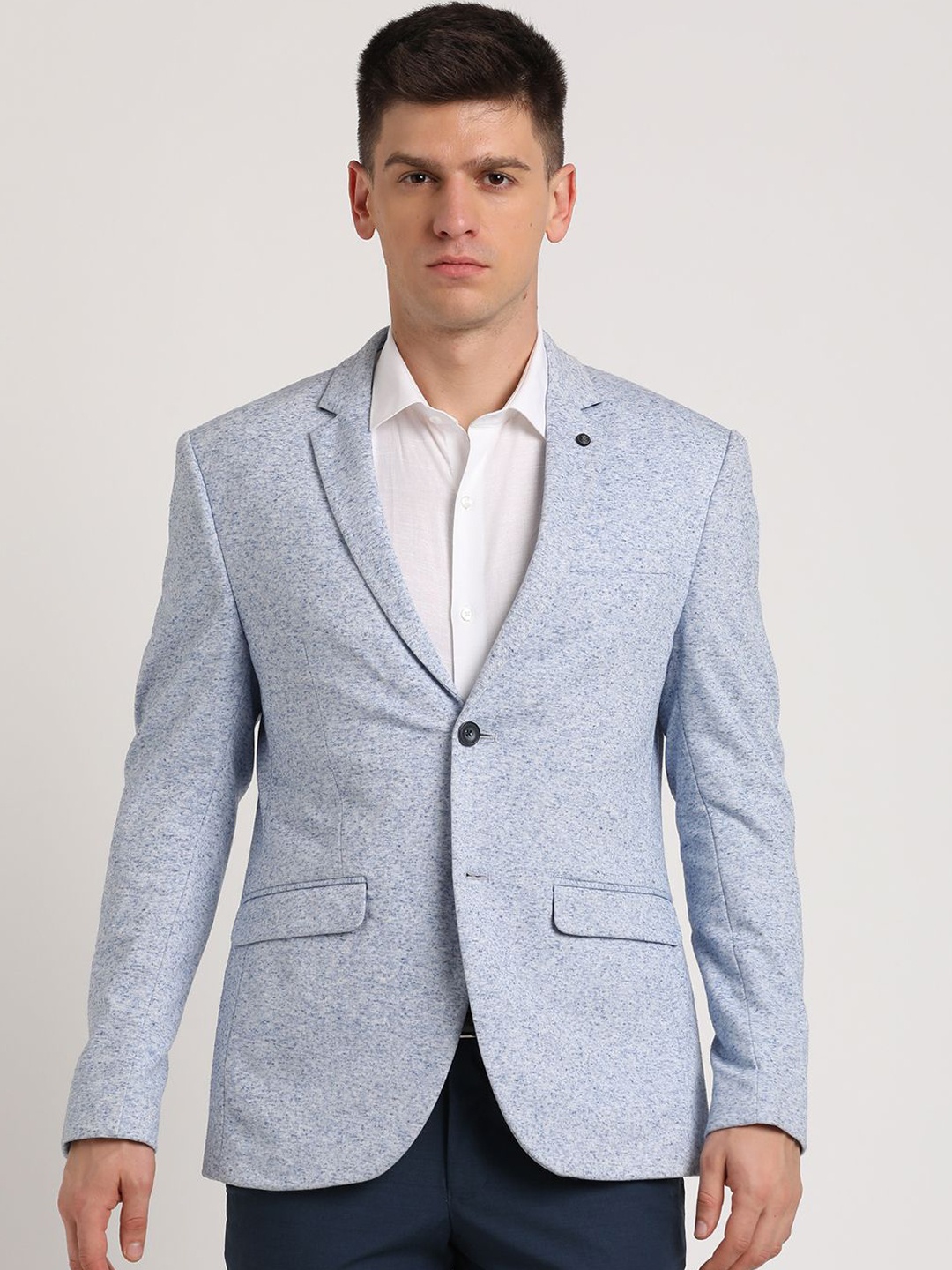 

Turtle Self Design Single-Breasted Casual Blazer, Blue