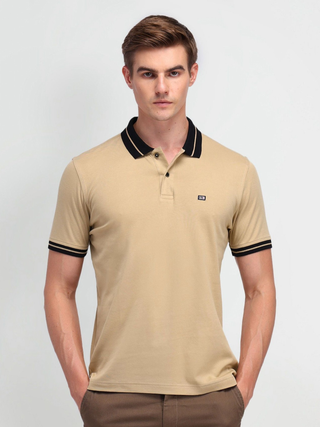 

Arrow Sport Men Polo Collar T-shirt, Beige