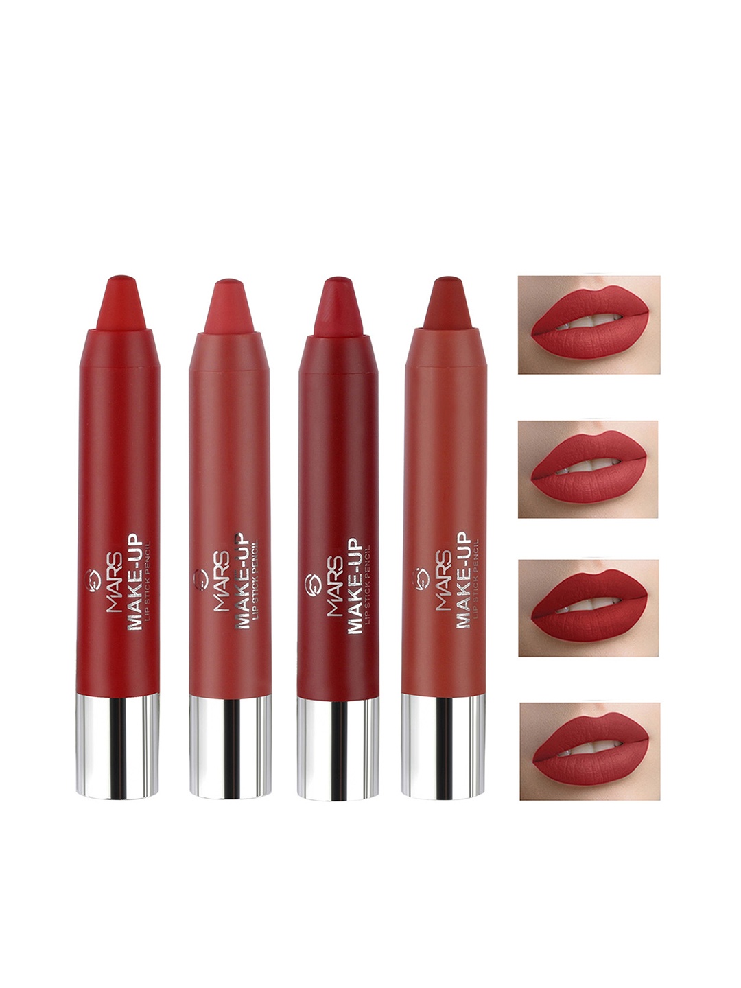 

MARS Make-Up Set of 4 Smooth and Pigmented Pencil Lipstick - 3.6gm Each-Shade-B, Multi