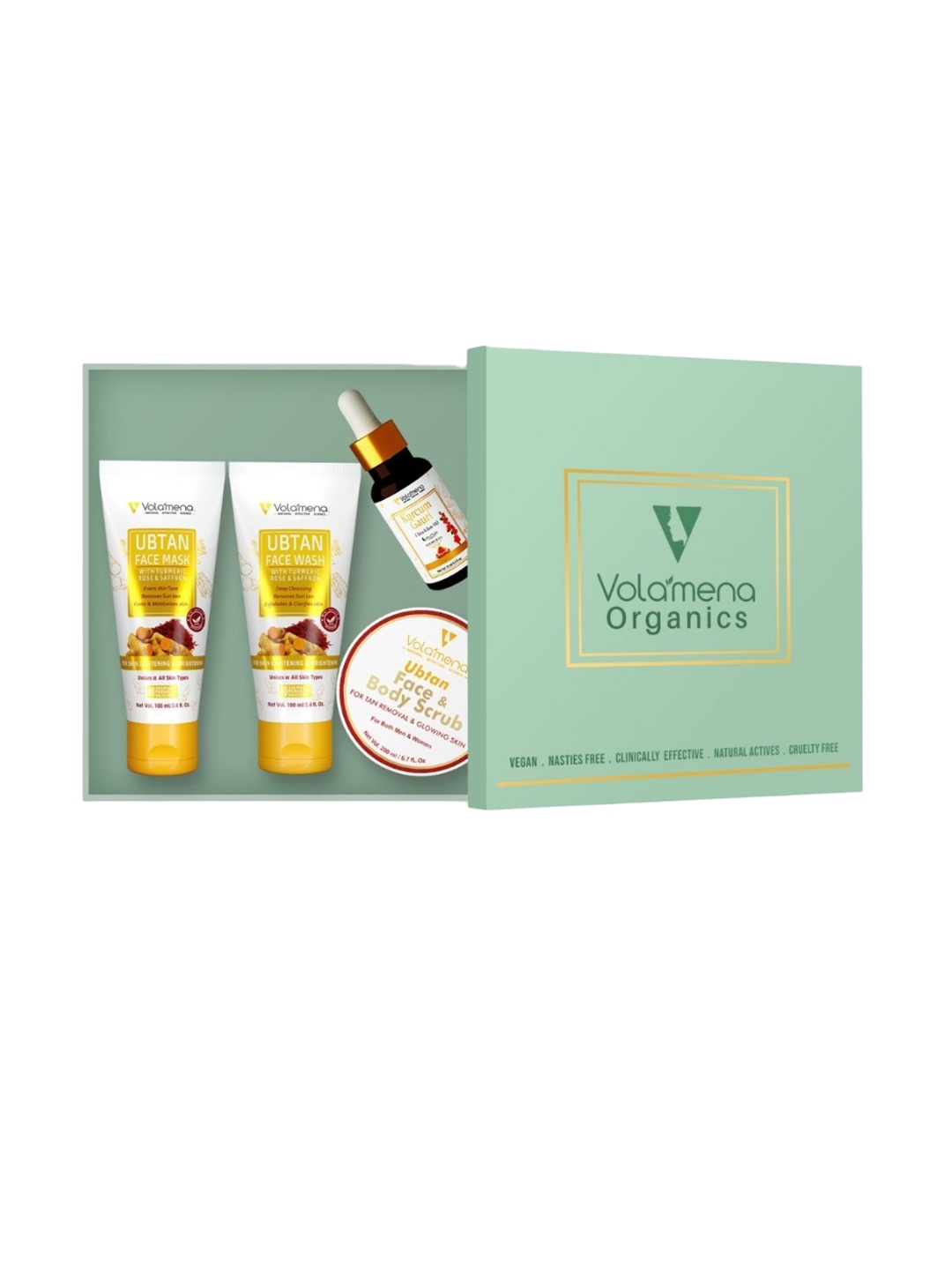 

Volamena Ubtan Glow Face Wash Face Mask Face Scrub & Glow Oil Skin Care Kit, White