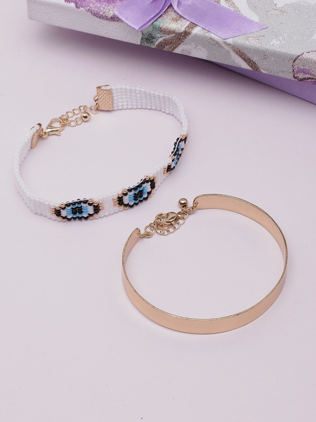 

KPOP Set of 2 Gold-Plated Beaded Wraparound Bracelets