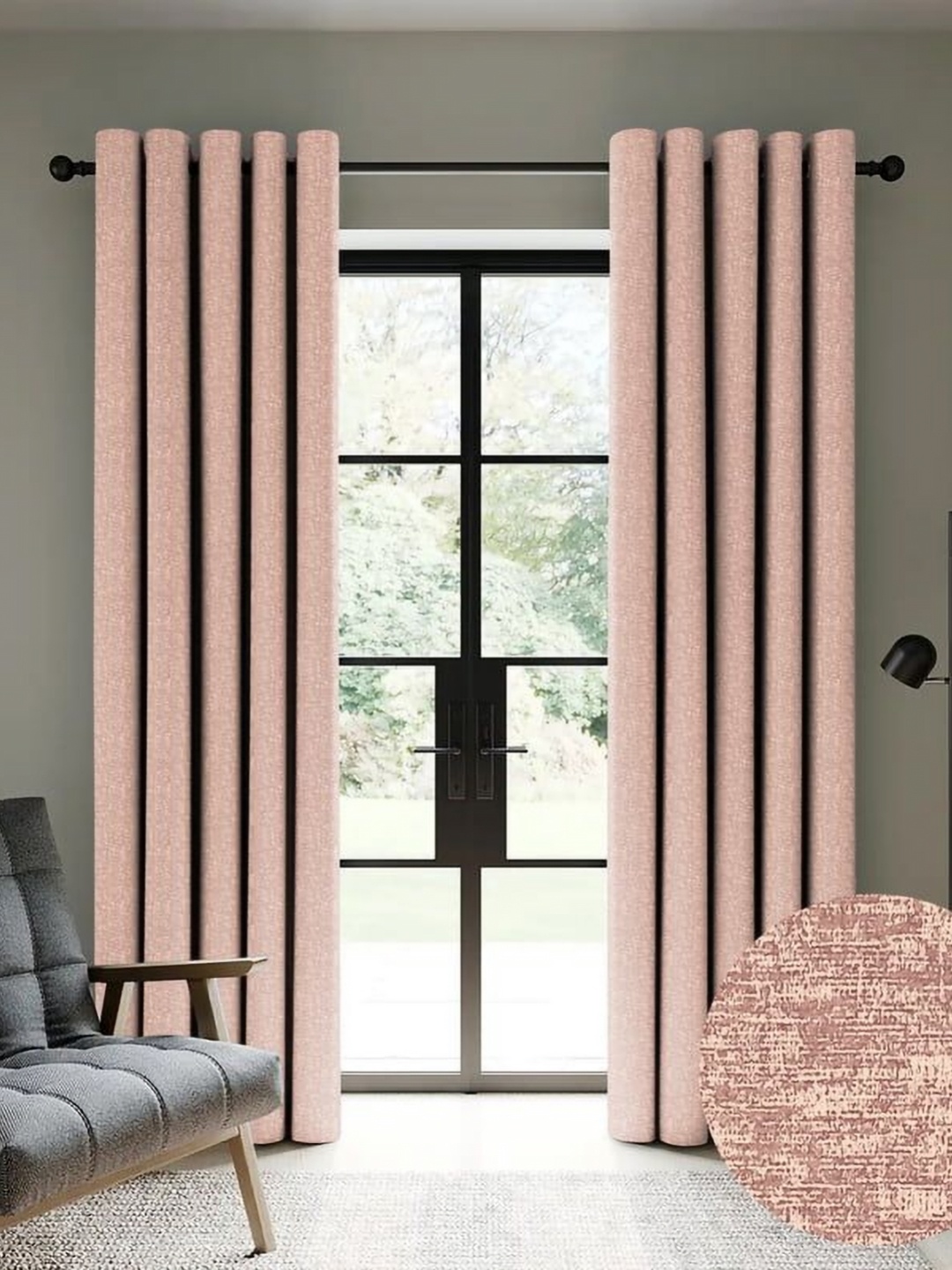 

Nefertiti Home Pink Set of 2 Floral Black Out Door Curtain