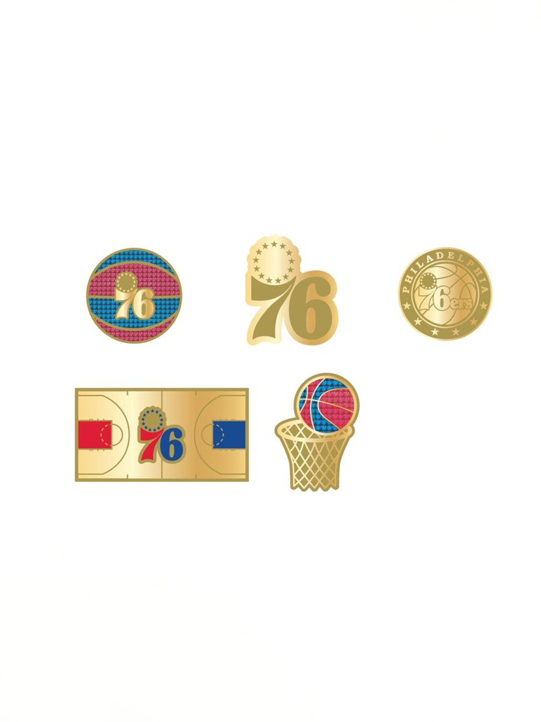 

Crocs 5-Pcs NBA Philadelphia 76ers Shoe Charms Jibbitz, Yellow