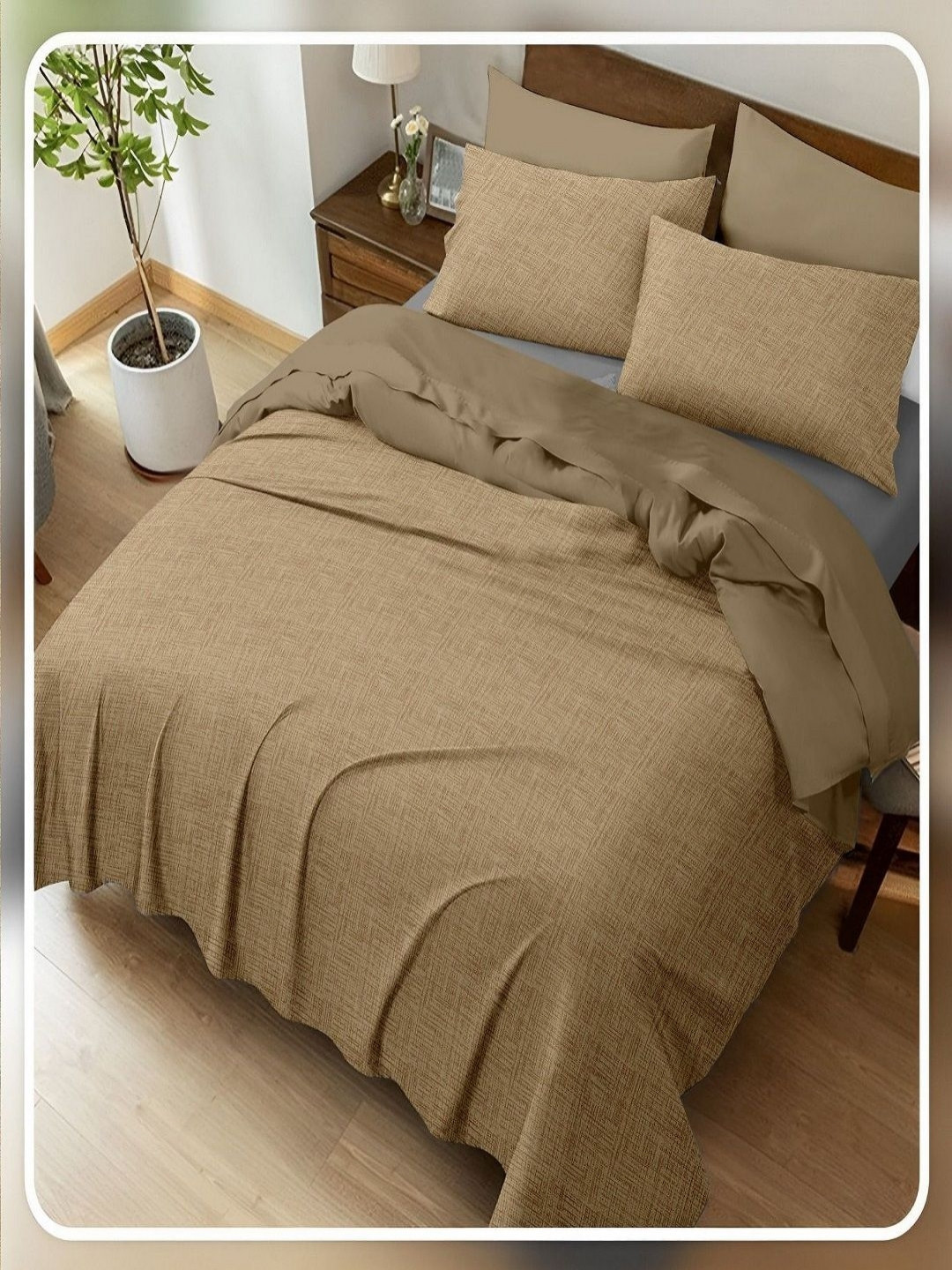

CHICERY Beige 400 TC King Bedsheet with 2 Pillow Covers