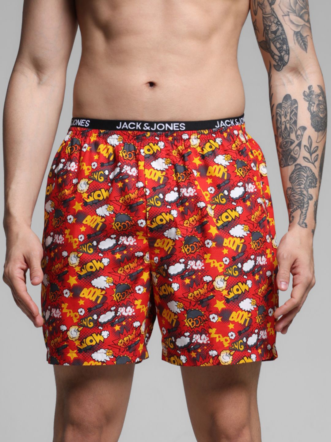 

Jack & Jones Men Printed Pure Cotton Boxer 9008057001, Red