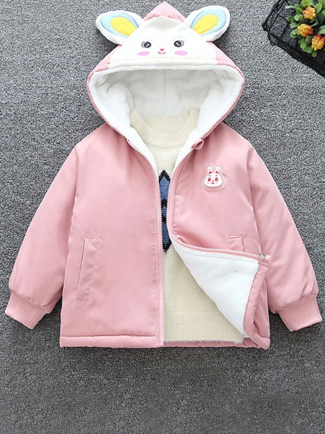 

INCLUD Girls Hooded Front Open Casual Jacket, Pink