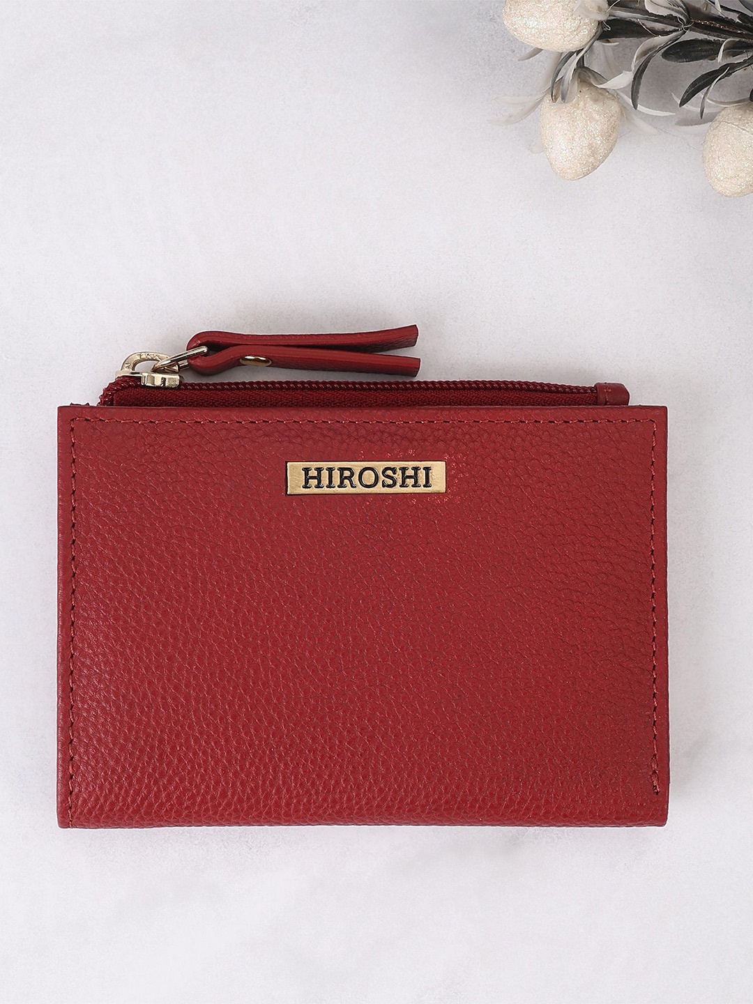 

HIROSHI Women Leather Two Fold Wallet, Red