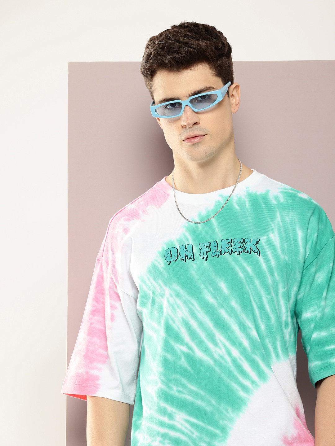 

Kook N Keech Dyed Drop-Shoulder Sleeves Pure Cotton T-shirt, Green